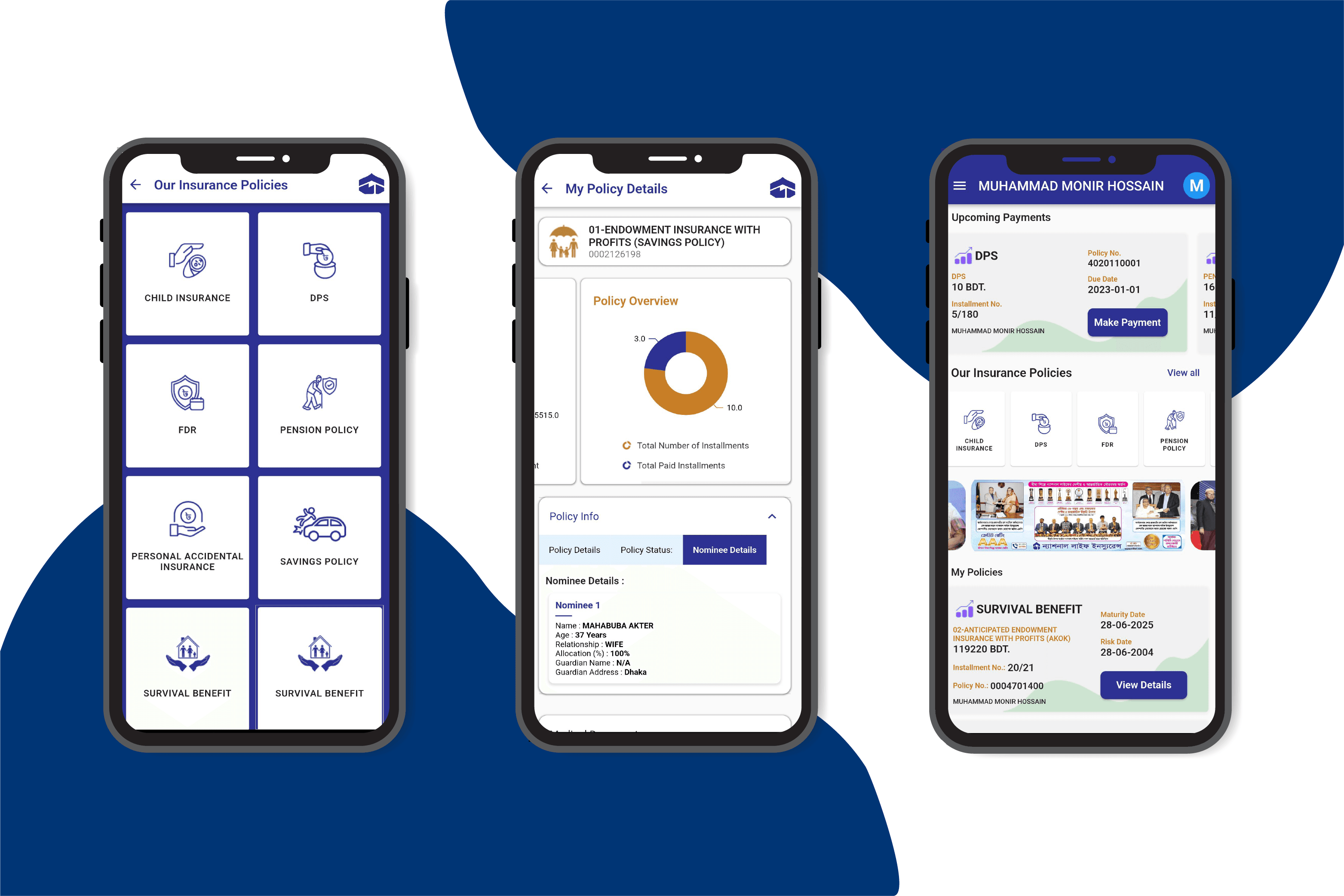 National Life Insurance app — agent dashboard